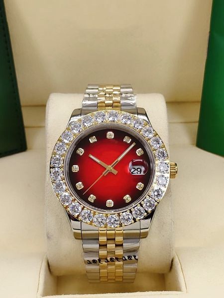 

fashion mens automatic mechanical watches 43mm big diamond stainless steel strap 2813 movement watch men wristwatch sports dress man wristwa, Slivery;brown