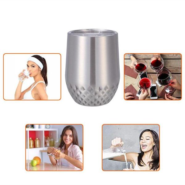 

water bottles 9 x 12 cm 12oz diamond eggshell cup double coffee stainless steel insulated wine glass