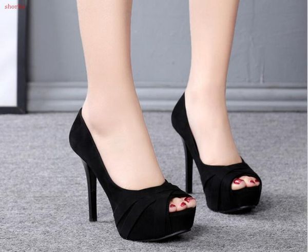 

sandals fish mouth waterproof heels women summer shoes open toe chunky high party dress, Black