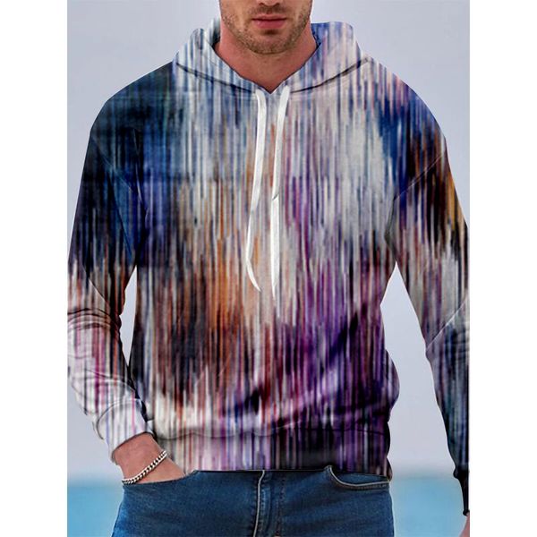 

mixed color pattern men is 3d printing hoodie visual impact party punk goth round neck american sweater hoodie, Black