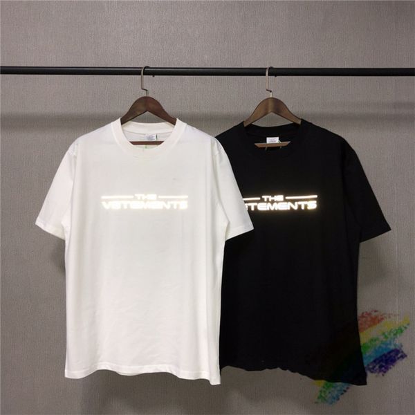 

t shirts reflective letters vetements t-shirt men women 1:1 tee back embroidered mark vtm cotton short sleeve, White;black