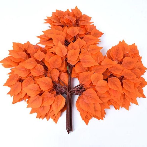 

12pcs 55cm artificial birch tree leaves branch for plant wall background wedding home al office bar decorative flowers & wreaths