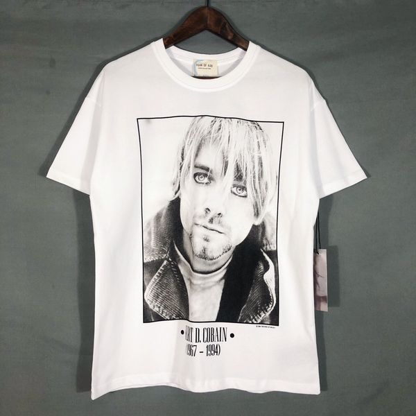 

fear of god fog cobain rock band high street short sleeve loose fashion inst t-shirt couple man 2hro, White;black