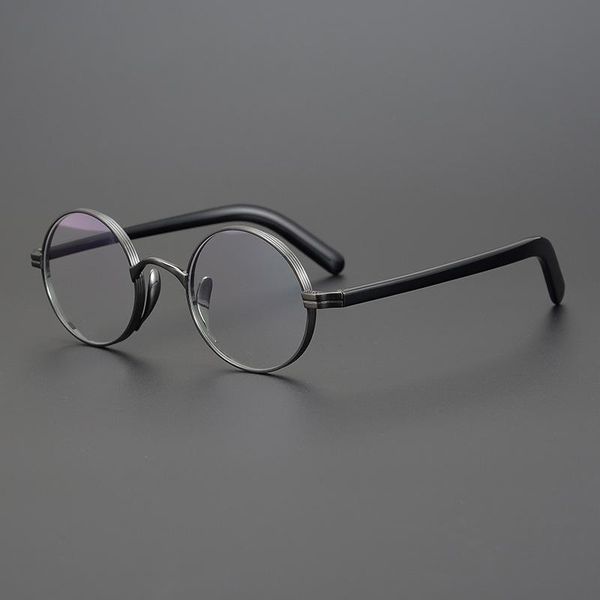 

fashion sunglasses frames pure titanium glasses frame men retro round prescription eyeglasses women 2021 vintage myopia optical, Black
