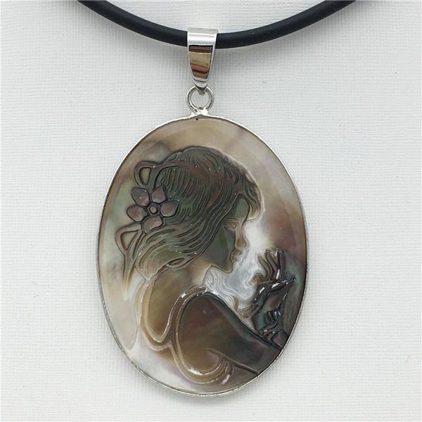 

pendant necklaces natural shell necklace 35x50 mm 18 inches 004, Silver
