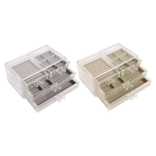

acrylic jewelry box transparent storage anti-dust ring necklace earrings bracelet display rack tray boxes & bins