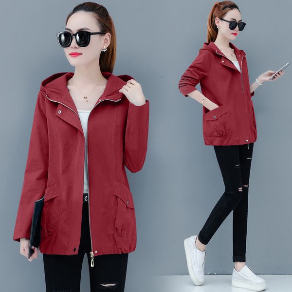 

women's jackets spring mid-length coat women hooded korean fashion plus size long sleeve thin windbreaker ladies loose j xa7s, Black;brown