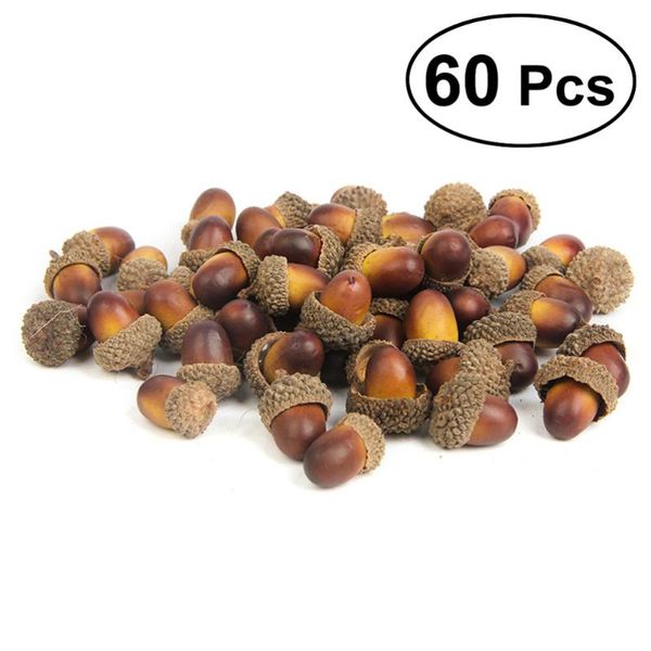 

party decoration 60pcs artificial lifelike simulation small acorn set false nuts home kitchen decor