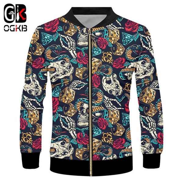 

men's jackets ogkb 3d zipper jacket men snake and skull full print novelty long sleeves coat fashion tracksuits harajuku streetwear, Black;brown