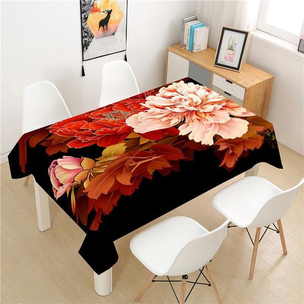 

table cloth red flower tablecloth polyester el picnic rectangular covers home dining tea decoration