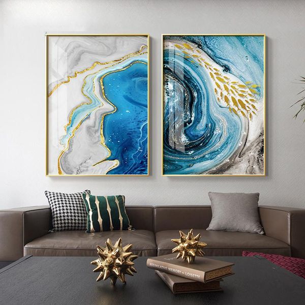 

abstract watercolor river golden lines wall poster print modern canvas painting art living room decoration pictures home decor paintings