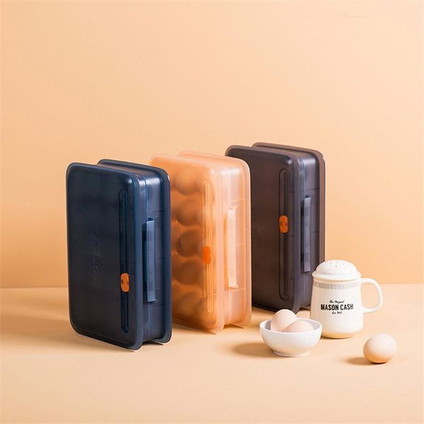 

egg storage box fresh-keeping kitchen compartment translucent tray with lid refridgerator eggs rack organizer bottles & jars