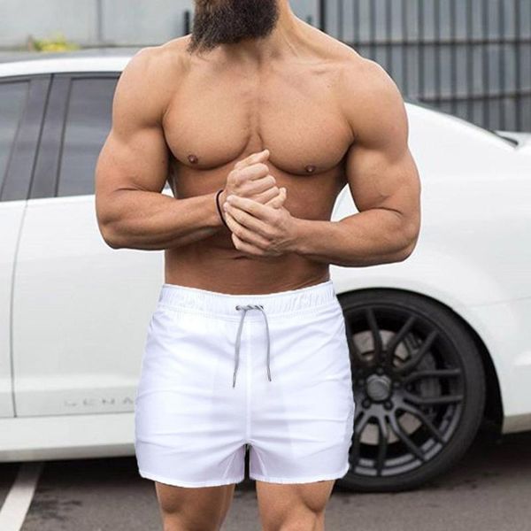 

men's shorts sports training bodybuilding casual summer workout fitness short trousers mesh breathable quick drying shorts#4, White;black