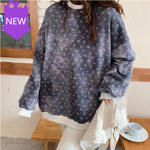 

sweatshirt loose long sleeve streetwear women clothes hoodie winter o-neck oversized tie-dye hoodies for fashion print women's & sweats, Black