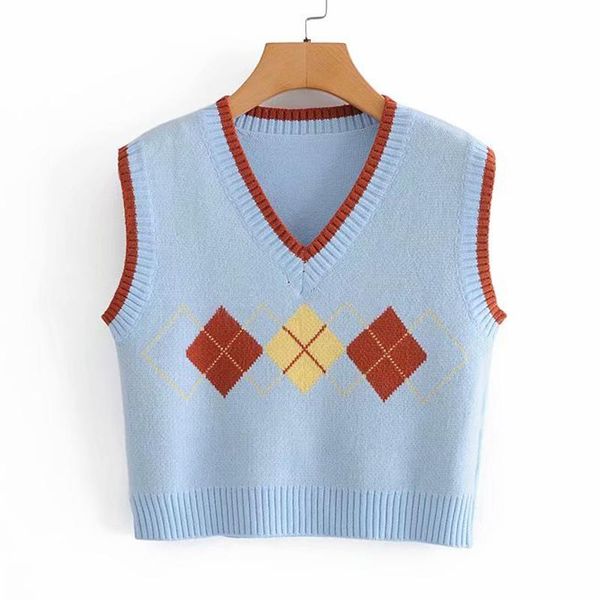 

women's vests european american fashion youth vest sweater 2021 casual chic street 100% cotton elegant women, Black;white