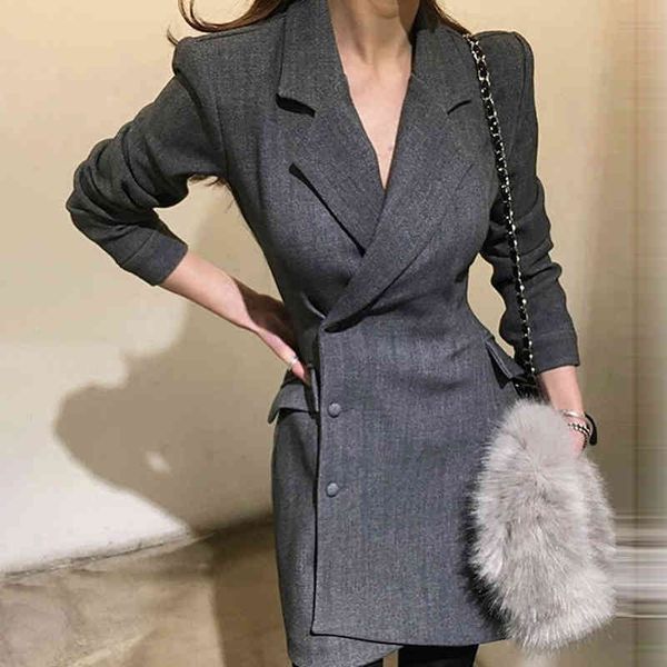 

women's suits & blazers [ewq] autumn long sleeve outwear suits engraved neck ladies office blazer coats thin korean style black jacket, White;black