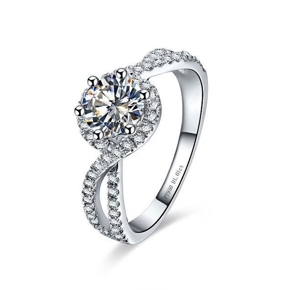 

cluster rings 1ct plant shape 925 sterling silver diamond ring for women classic anniversary jewelry gift, Golden;silver