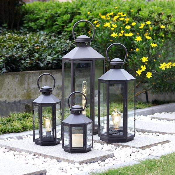 

candle holders hanging glass metal lantern vintage nordic hurricane wedding outdoor porta velas home decor 60