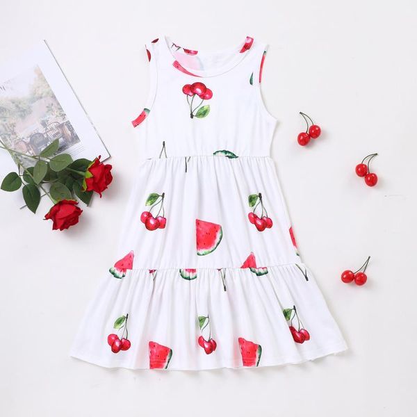 girl's dresses girls summer dress toddler kids baby ruffle pocket denim mermaids tail princess clothes beach sundress girl clothing, Red;yellow