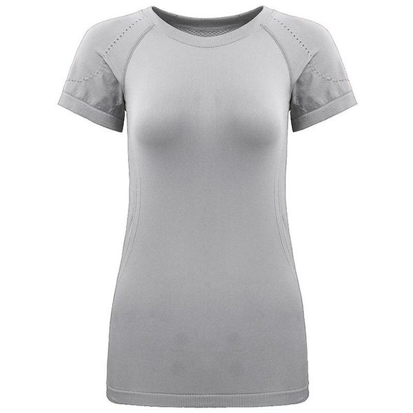 

yoga outfit casual women sport shirts solid color seamless workout high elastic gym breathable running short sleeve t-shirts