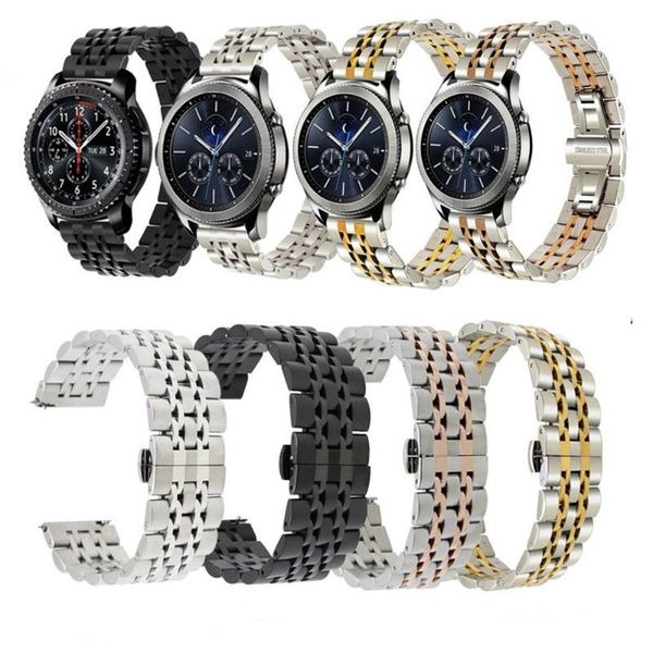 

watch bands 22mm 20mm stainless steel band strap for samsung galaxy 42 46mm gear s3 active2 classic quick release luxury metal, Black;brown