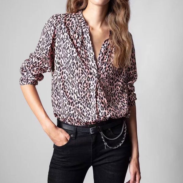 

women's blouses & shirts pink leopard print blouse woman wildlife happenstance tdve, White