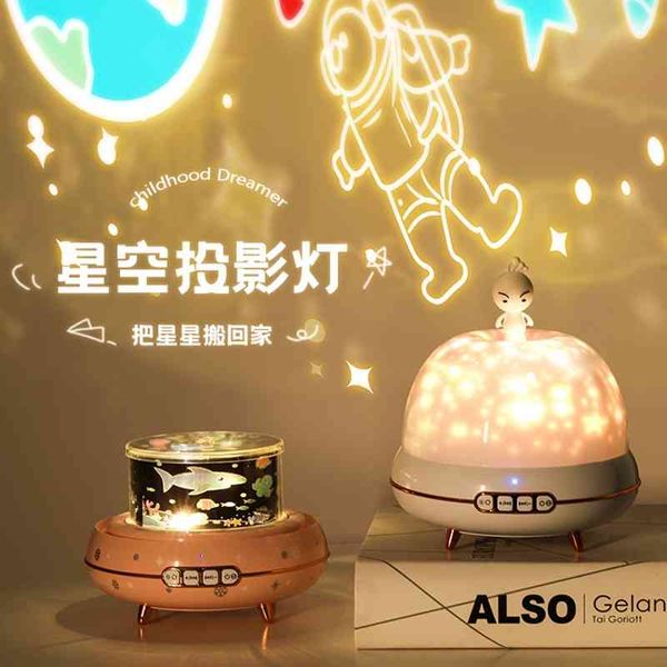 

dream 3d star sky rotating projection led three color night bluetooth music box usb charging sleeping light