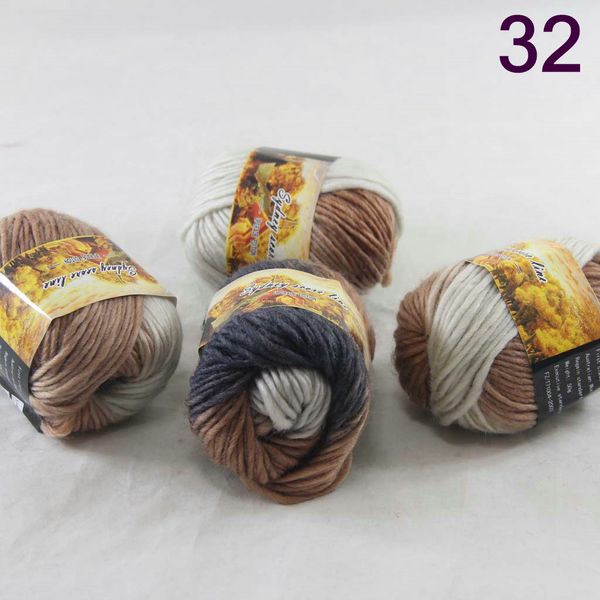 

lot 4balls australia colorful hand knitted wool yarn segment dyed coarse fancy knitting 52-832-4 dark bronze white cool grey, Black;white