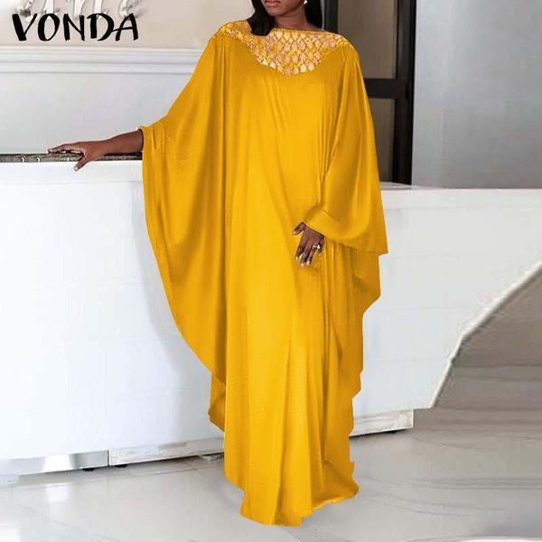 

casual dresses bohemian women's long dress 2021 vonda summer sundress vintage lace patchwork holiday femme party vestidos oversized, Black;gray