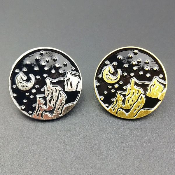 

pins, brooches fashion enamel cartoon pins badges bags metal pin gifts for students landscape moon jewelry brooch diy clothes backpack, Gray