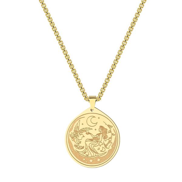 

pendant necklaces kinitial fashion selene is the goddess of moon necklace stainless jewelry greek mythology nnecklace for women choker, Silver