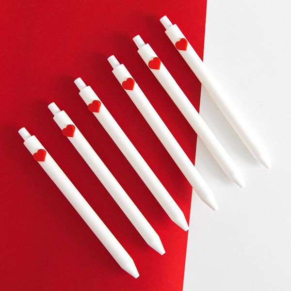 

gel pens 1pcs heart letter pen cute red love 0.5mm ballpoint black color ink for writing signature girl gift school supplies f006