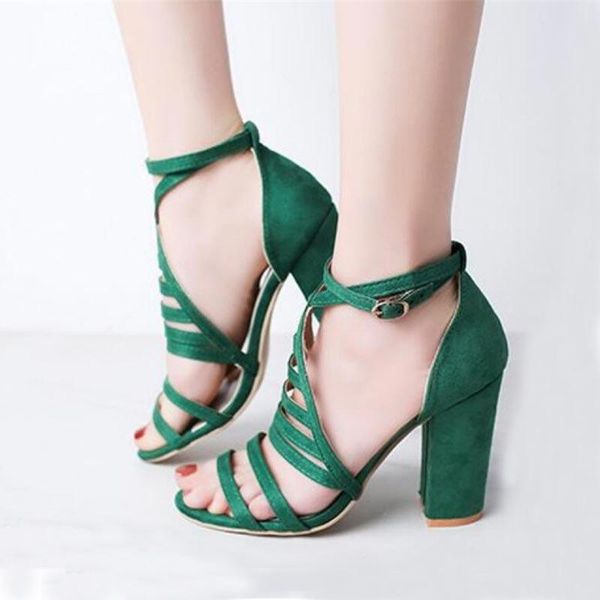 

women ankle strap gladator sandals lady cross bandage flock high heels 2021 summer female party big shoes 43, Black