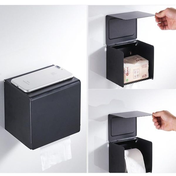 

toilet paper holders punch-holder wall-mounted kitchen roll black waterproof and moisture-proof