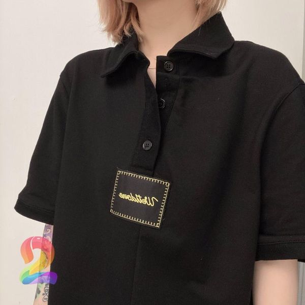 

men's t-shirts oversize welldone t-shirt men women clothes high-quality irregular cut short sleeves half-open casual lapel tshirt, White;black