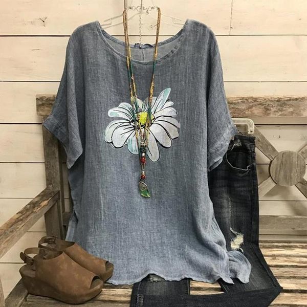 

women's blouses & shirts summer chrysanthemum shirt blouse tunic female blusas retro plaid camisa femnininas baggy casual vintage blusa, White