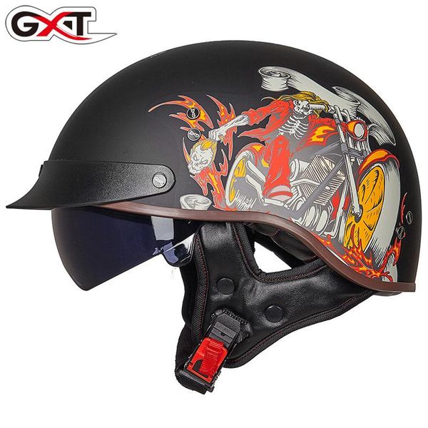 

motorcycle helmets gxt summer open face motorbike helmet handmade with removeable sun visor vintage retro cascos para moto cafe racer