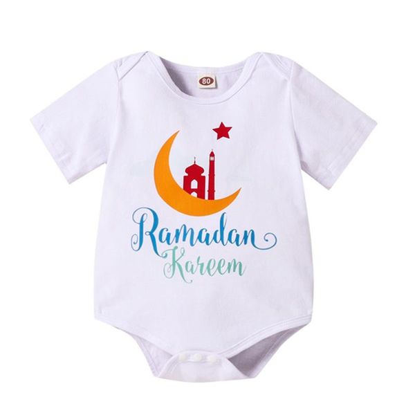 

rompers "ramadan " letter funny clothes born baby boys cotton moon print romper infant boy girl short sleeve jumpsuit 0-2y, Blue