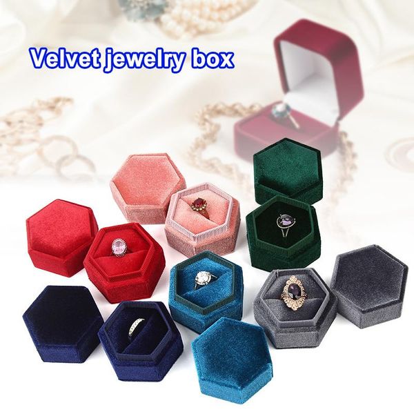 

ring box vintage corduroy hexagonal jewelry for engagement proposal wedding ghs99 storage bags