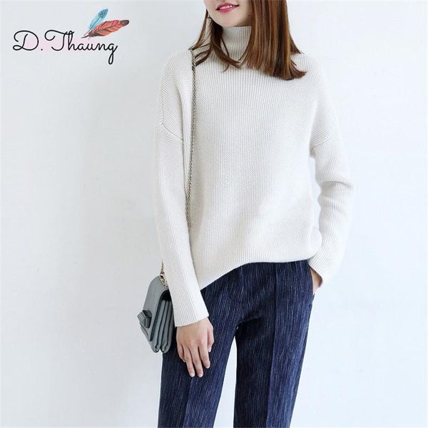 

women's sweaters spring autumn women sweater 2021 high collar medium long thick female turtleneck quality ladies qw016, White;black