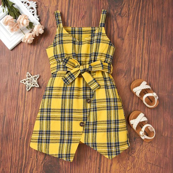 

arrival baby toddler bowknot trendy girl dresses plaid braces, Red;yellow