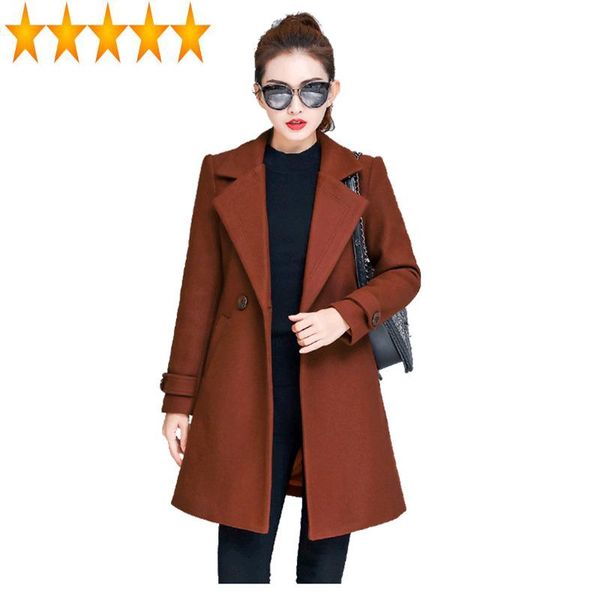 

women's wool & blends coat female plus woolen size 6xl clothing 2021 winter long jacket coats and jackets women abrigos mujer kj326, Black