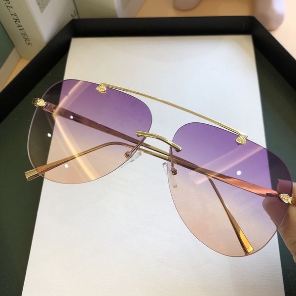

Gp3 17Ief 2020gradual change frameless trend Outdoor Glasses toad sunglasses eyeglass Sunglasses Cycling Glasses Fashion metal large frame, White;black