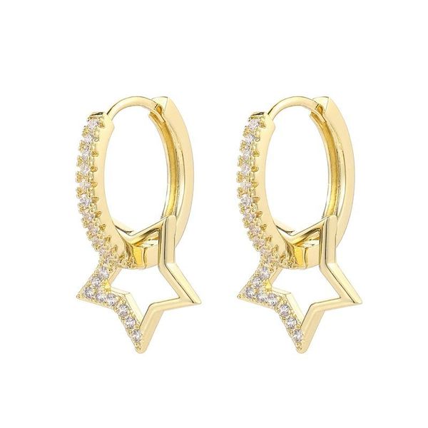 

hoop & huggie gold silver color hollow star earrings for women fashion party jewelry small creole earring boucle d'oreille pendientes, Golden;silver