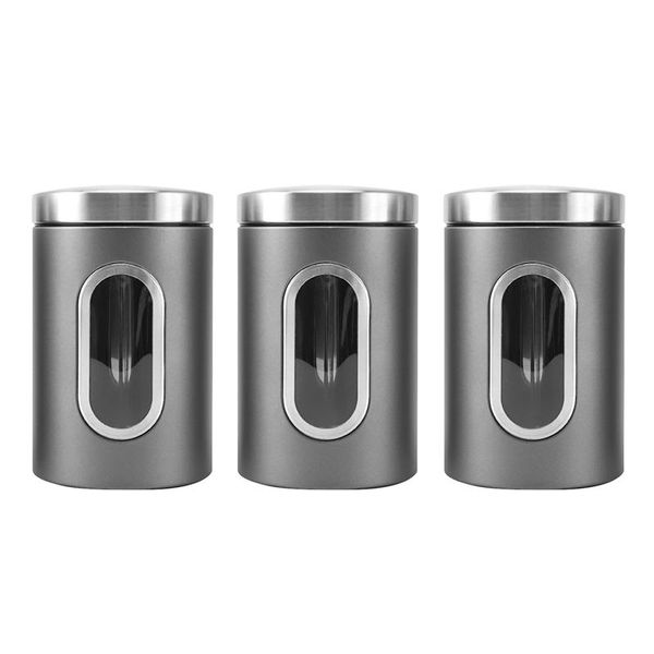 

storage bottles & jars 3pcs kitchen canisters,kitchen accessories for with airtight lid and transparent window, jar coffee
