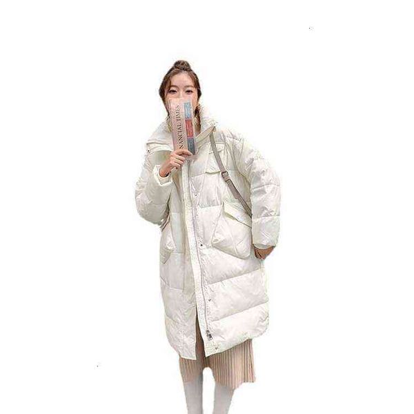 

2021 winter south korea dongdamen loose down et women's medium and long thickened bread out of season, Black;white