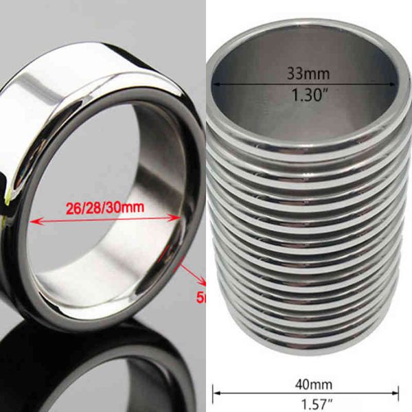 Nxy cockrings aço inoxidável aço inoxidável galo anel castidade gaiola dispositivo harness pênis maca metal cockring adulto brinquedos sexuais para homens retardar spray 0215