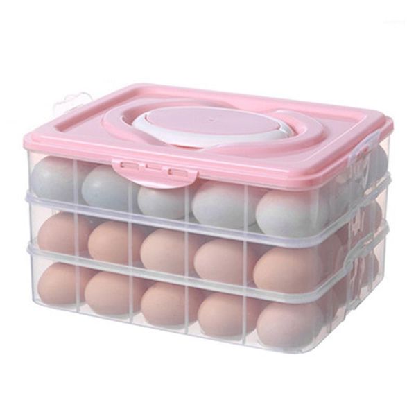 

egg carton transparent plastic anti-collision multi-layer fresh-keeping household sealed portable storage bottles & jars