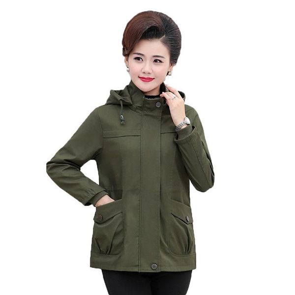 

women's jackets spring autumn coat female plus size casual trench fashion basic zipper pocket outerwear mother dress 5xl, Black;brown