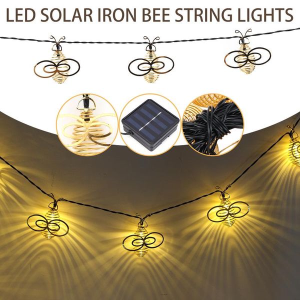 

solar lamps led string light iron bee retro vintage garden decor honey fairy light, warm white waterproof outdoor